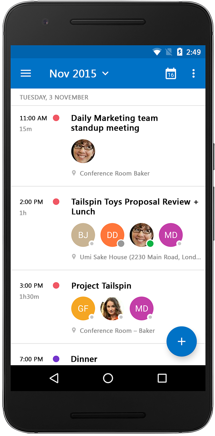 Android Phone with Outlook app.