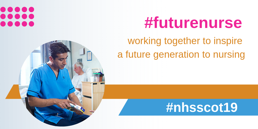 #futurenurse working together to inspire a future generation of nursing. Image of male nurse
