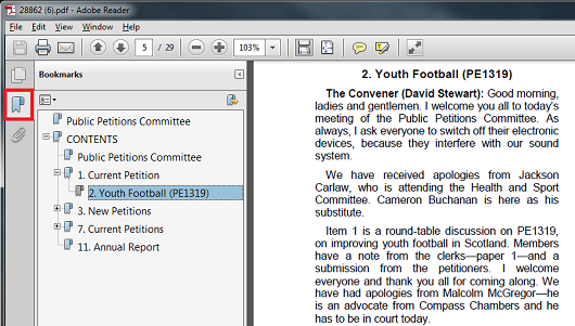 Screenshot of Official Report
