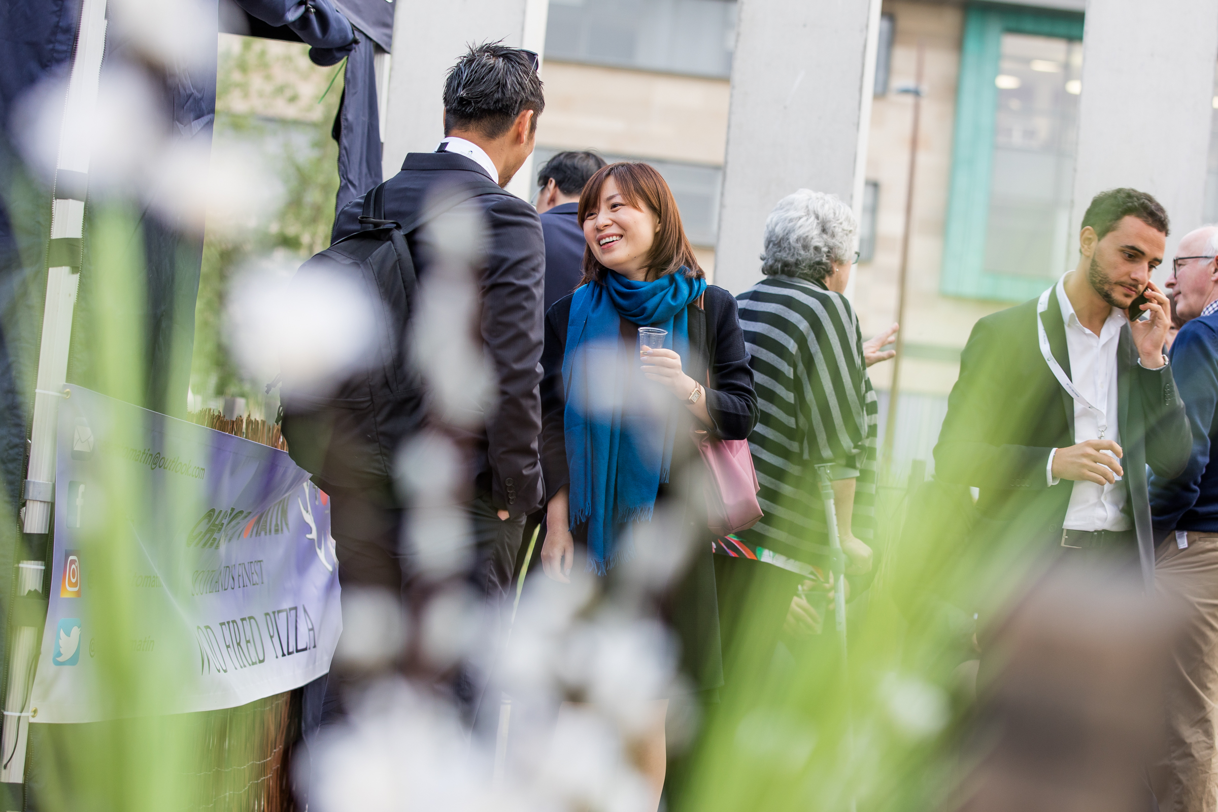People chatting at food and drink event on Inverness Campus 
