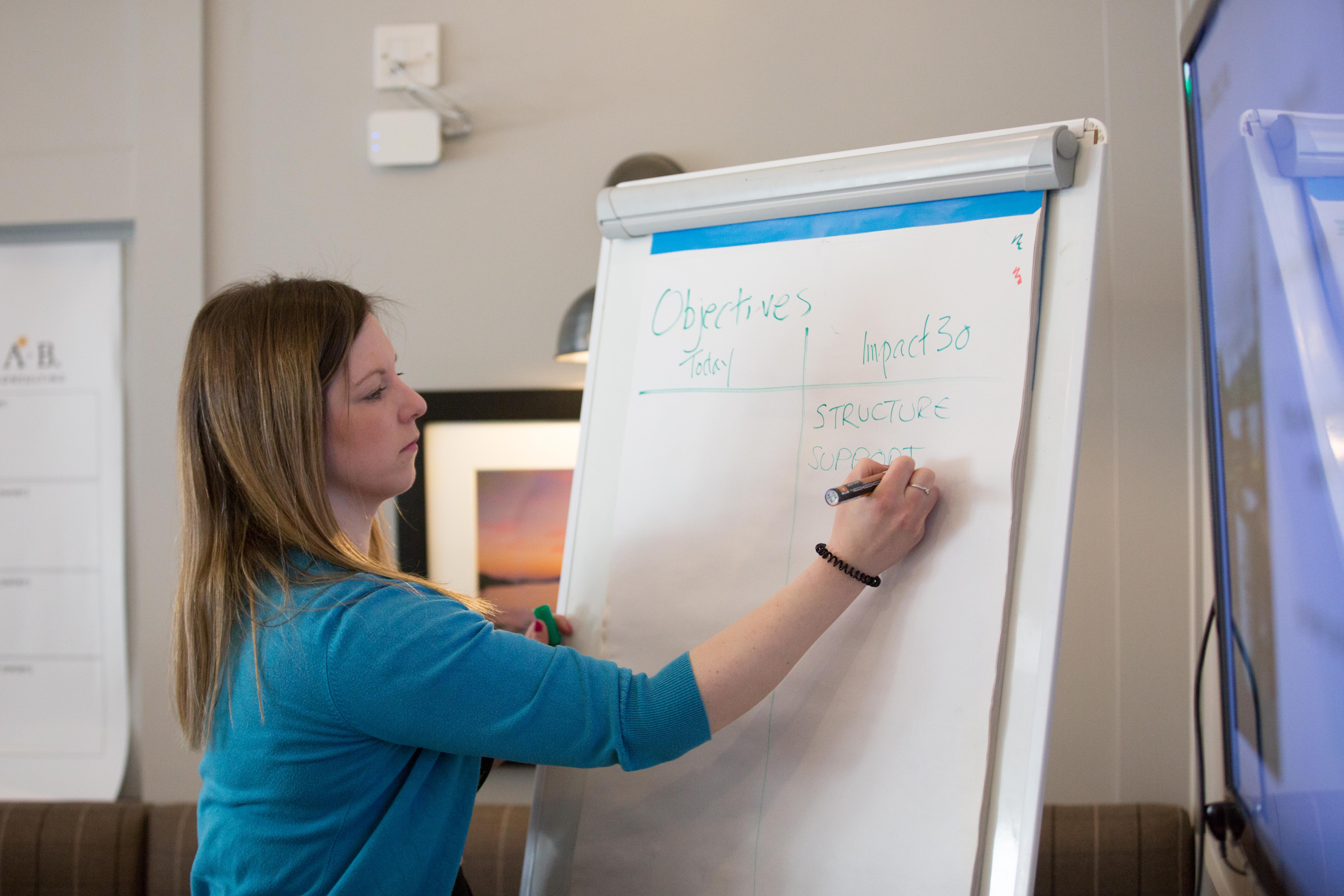 Female writing on flipchart