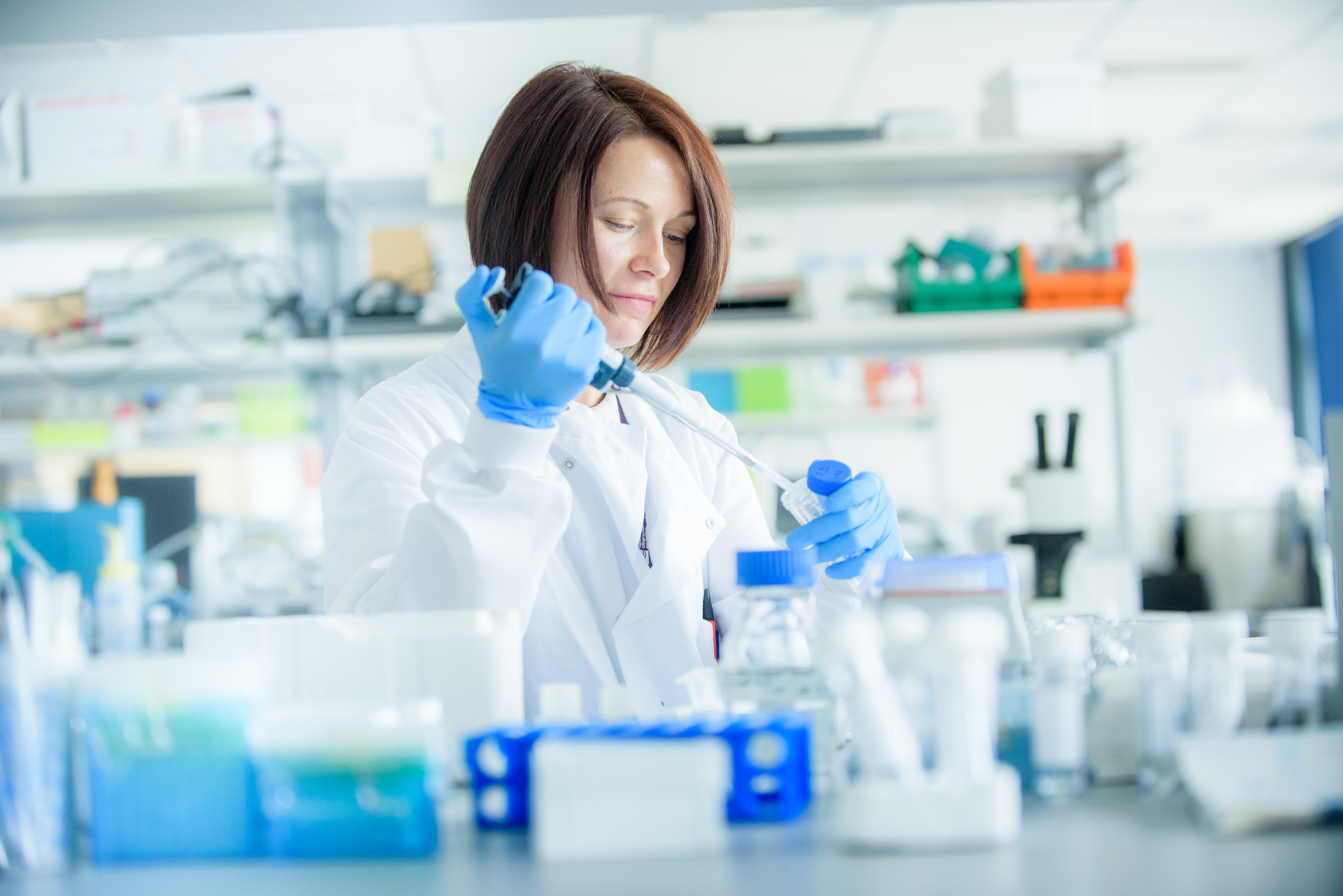 Scientist working in a lab at the centre for health science, Inverness 