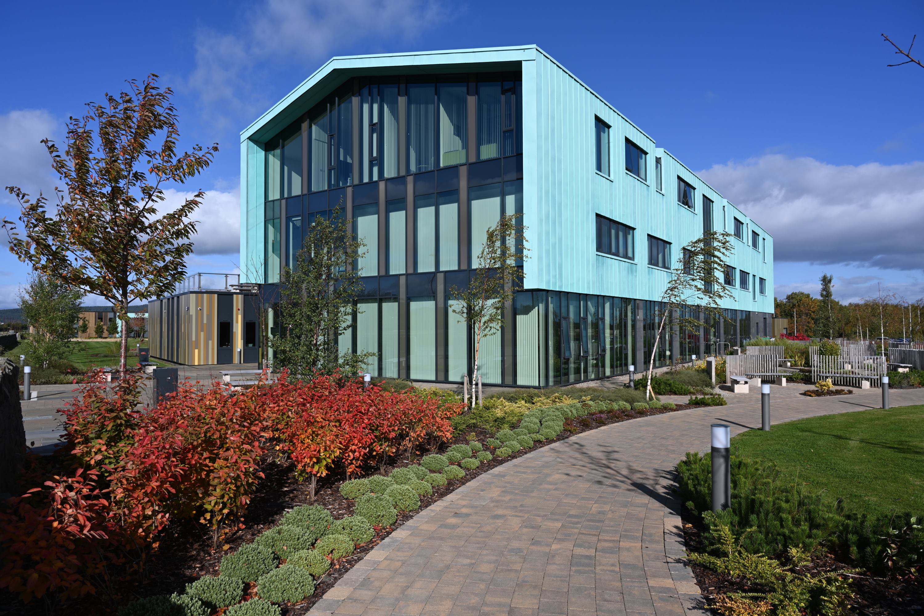 Outside HIE's head office, An Lochran on Inverness Campus