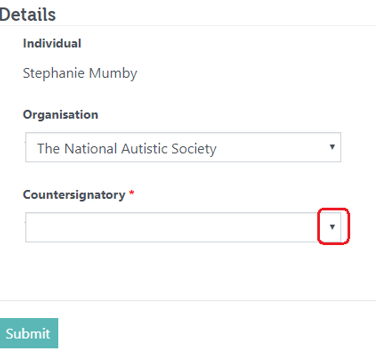 An image of the search results showing details of organisations