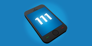 A mobile phone with the number 111 dialled on the screen